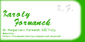 karoly formanek business card